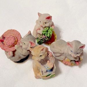Vintage set of four resin mischievous kittens